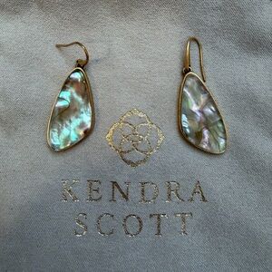 Kendra Scott Abalone Teardrop Earrings in Gold with Iridescent Green-Blue-Purple